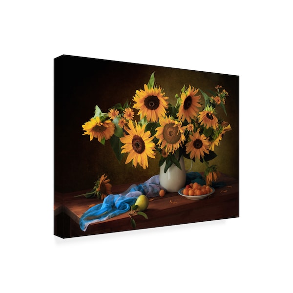 Tatiana Runner 'Still Life With Sunflowers And Yellow Plums' Canvas Art,18x24